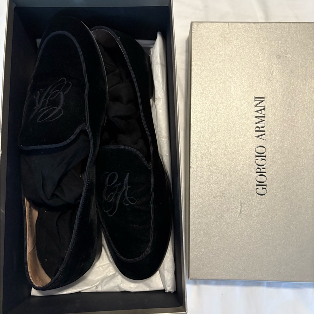 Giorgio Armani Black Velvet Loafers